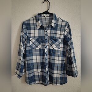 Blue and White Plaid Men's Shirt